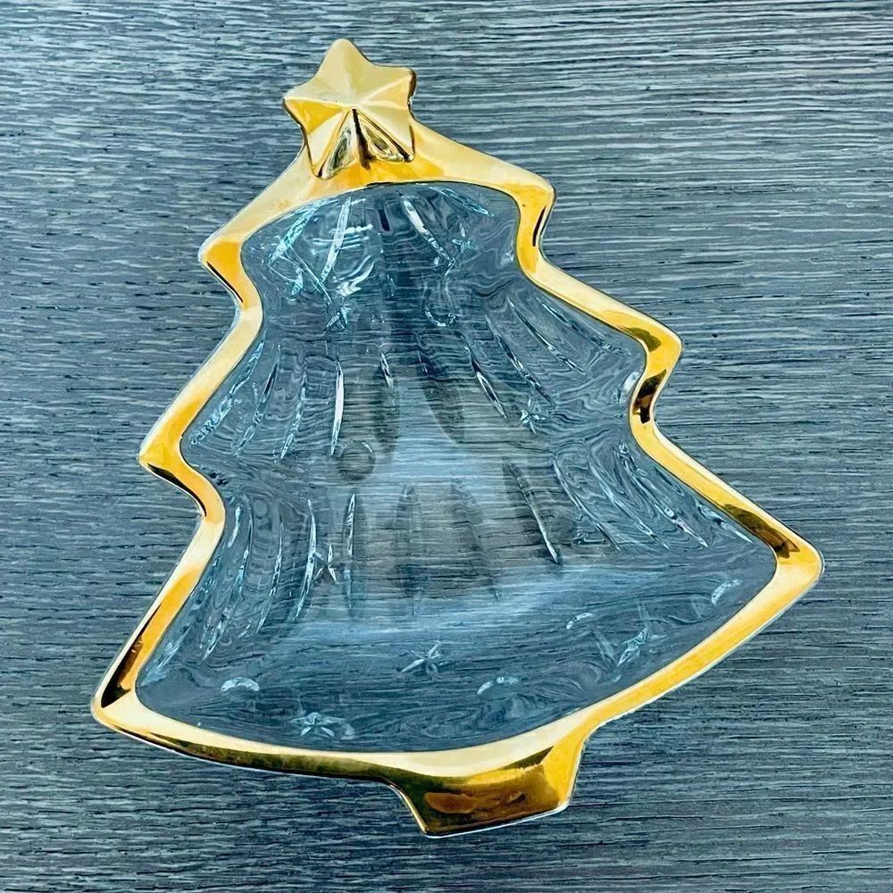 Glass Crystal Christmas Tree Candy Dish Bowl